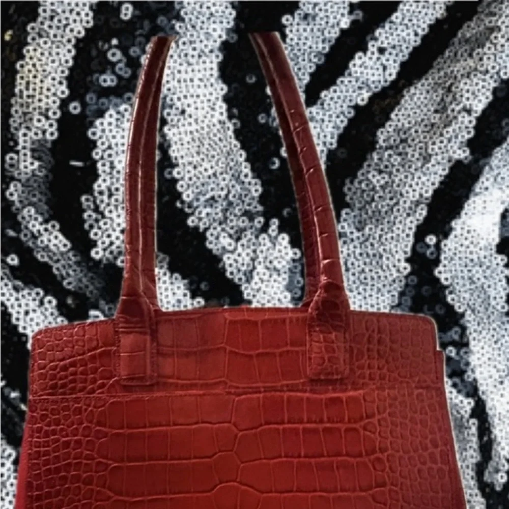New Brighton Frances Bag with Duster Croc Embossed Leather Rare Masterpiece